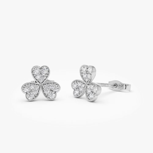 14K Pave Clover Diamond Earrings 14k White Gold Ferkos Fine Jewelry