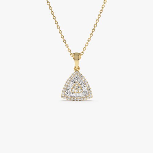 14K Triangle Baguette Diamond Cluster Necklace 14K Gold Ferkos Fine Jewelry