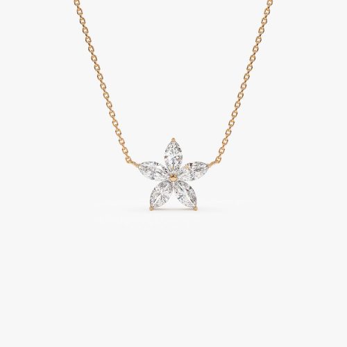 1.05 ctw 14K Marquise Shaped Flower Design Lab Grown Diamond Necklace - Vera 14K Rose Gold Ferkos Fine Jewelry