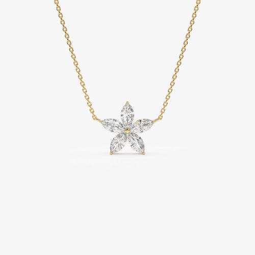 1.05 ctw 14K Marquise Shaped Flower Design Lab Grown Diamond Necklace - Vera 14K Gold Ferkos Fine Jewelry