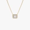 0.90 ctw 14K Halo Setting Emerald Cut Lab Grown Diamond Necklace - Taylor 14K Gold Ferkos Fine Jewelry