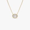 0.90 ctw 14K Halo Setting Oval Cut Lab Grown Diamond Necklace - Amy 14K Gold Ferkos Fine Jewelry