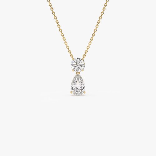 1.25 ctw 14K Basket Setting Pear Shape & Round Cut Lab Grown Diamond Necklace - Lila 14K Gold Ferkos Fine Jewelry