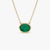 14k 1.55 - 2.20 Ctw Oval Shaped Bezel Setting Emerald Necklace 14k Gold Ferkos Fine Jewelry