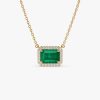 14k 1.00 Ctw Octagon Emerald in Diamond Halo Setting 14K Gold Ferkos Fine Jewelry