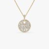 14k Unique Baguette and Round Diamond Disc Necklace 14k Gold Ferkos Fine Jewelry