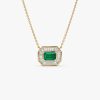 14k Baguette Halo Emerald Necklace 14k Gold Ferkos Fine Jewelry