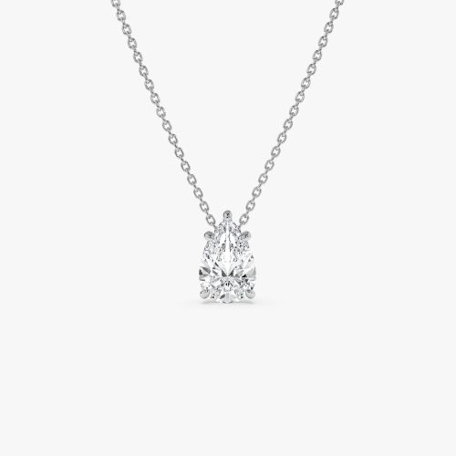 1.25 ctw 14k Five Prong Pear Shaped Lab Grown Diamond Necklace - Gianna 14k White Gold Ferkos Fine Jewelry