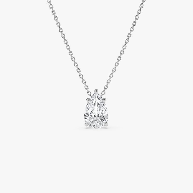 1.25 ctw 14k Five Prong Pear Shaped Lab Grown Diamond Necklace - Gianna 14k White Gold Ferkos Fine Jewelry