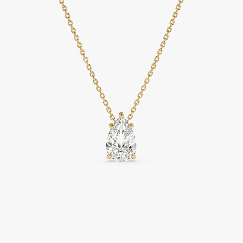 1.25 ctw 14k Five Prong Pear Shaped Lab Grown Diamond Necklace - Gianna 14k Gold Ferkos Fine Jewelry