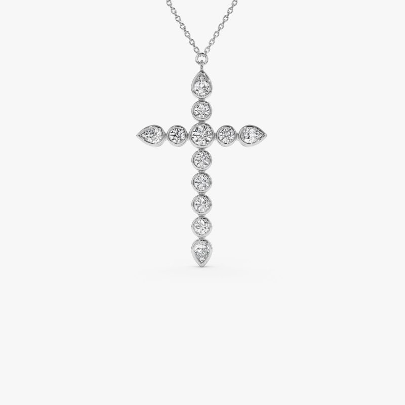 1.25 ctw 14k Mixed Shape Lab Grown Diamond Cross - Iris 14k White Gold Ferkos Fine Jewelry