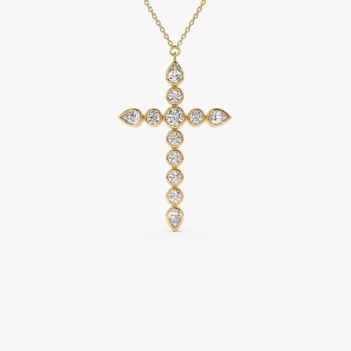 1.25 ctw 14k Mixed Shape Lab Grown Diamond Cross - Iris 14k Gold Ferkos Fine Jewelry