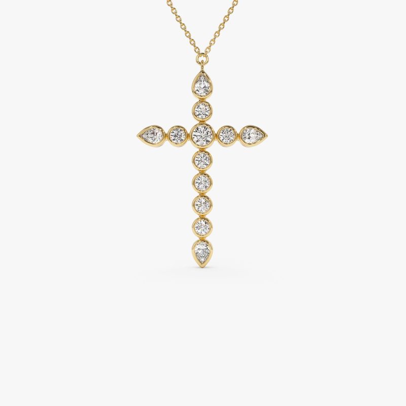 1.25 ctw 14k Mixed Shape Lab Grown Diamond Cross - Iris 14k Gold Ferkos Fine Jewelry