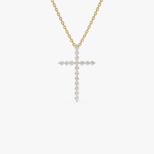 14k Single Shared Prong Diamond Cross 14k Gold Ferkos Fine Jewelry