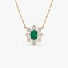 14k Oval Shape Emerald Necklace with Baguettes 14K Gold Ferkos Fine Jewelry