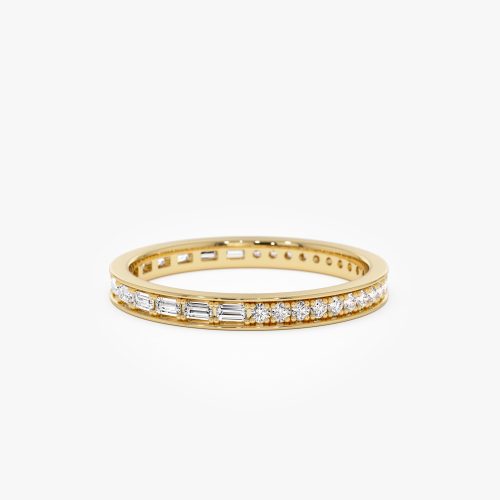 14k Half Baguette Half Round Diamond Eternity Band 14k Gold Ferkos Fine Jewelry