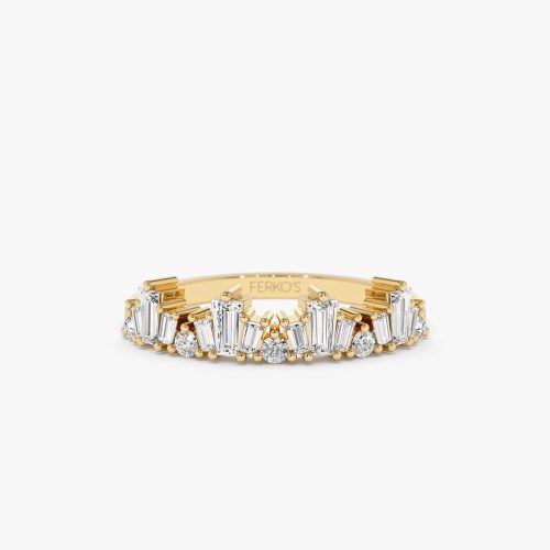 14k Tapered Baguette Diamond Flush Ring 14K Gold Ferkos Fine Jewelry