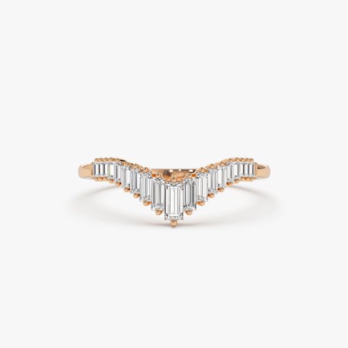 14K Baguette Diamond Curved Tiara Ring 14K Rose Gold Ferkos Fine Jewelry