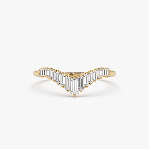 14K Baguette Diamond Curved Tiara Ring 14K Gold Ferkos Fine Jewelry