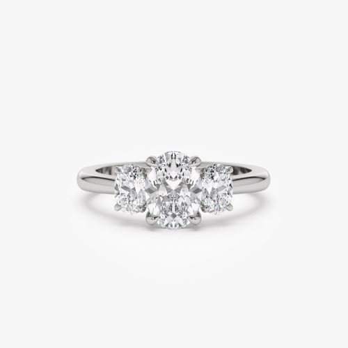 1.50 ctw 14k Oval Shape Lab-Grown Diamond Three Stone Engagement Ring - Serena Ferkos Fine Jewelry