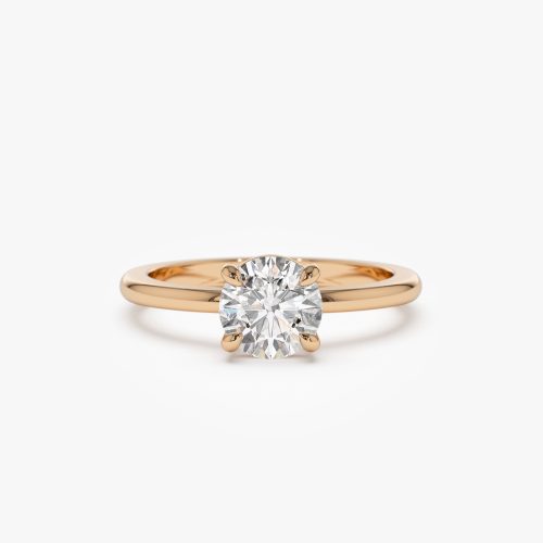 1.00 ctw 14k 4 Prong Basket Setting Round Lab Grown Diamond Engagement Ring - Kate Ferkos Fine Jewelry