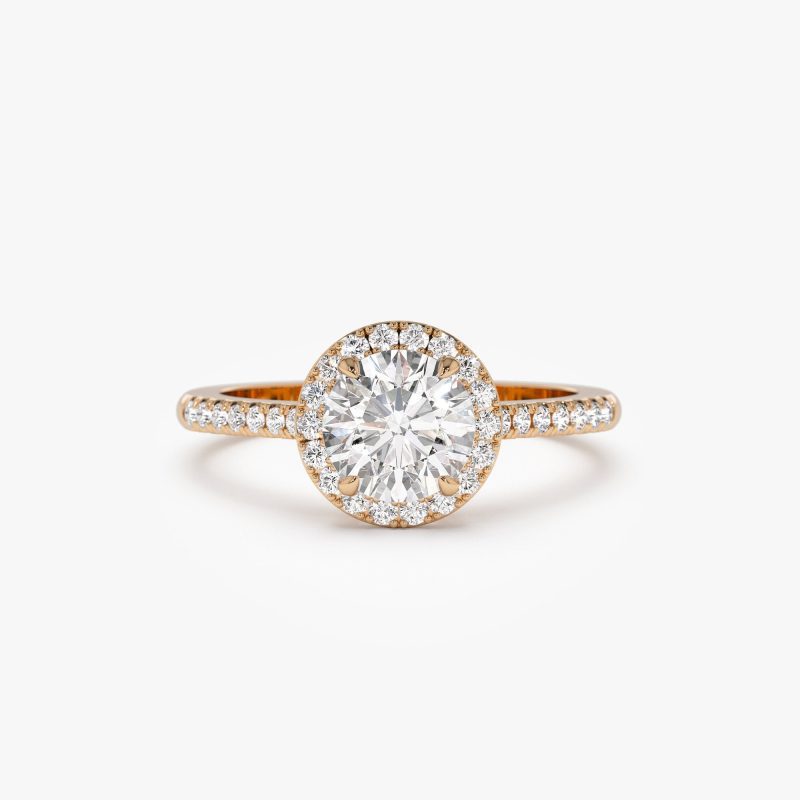 1.25 ctw 14K Halo Setting Round Brilliant Lab Grown Diamond Engagement Ring - Aria Ferkos Fine Jewelry