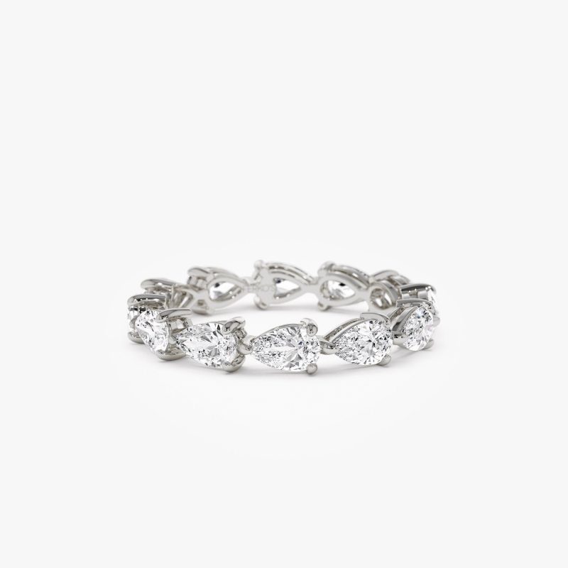 2.30 ctw 14k Pear Shape Horizontal Full Eternity Lab Grown Diamond Ring - Mia 14K White Gold Ferkos Fine Jewelry