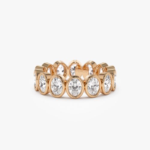 2.75 ctw 14k Bezel Setting Full Eternity Oval Shape Lab Grown Diamond Ring - Ella 14K Rose Gold Ferkos Fine Jewelry