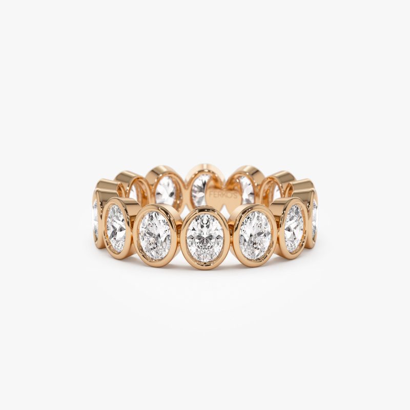 2.75 ctw 14k Bezel Setting Full Eternity Oval Shape Lab Grown Diamond Ring - Ella 14K Rose Gold Ferkos Fine Jewelry