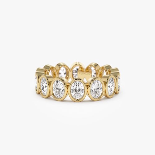 2.75 ctw 14k Bezel Setting Full Eternity Oval Shape Lab Grown Diamond Ring - Ella 14K Gold Ferkos Fine Jewelry