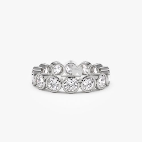 2.95 ctw 14k Bezel Setting Full Eternity Round Lab Grown Diamond Ring - Camila 14K White Gold Ferkos Fine Jewelry