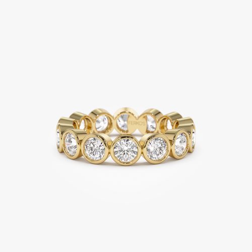 2.95 ctw 14k Bezel Setting Full Eternity Round Lab Grown Diamond Ring - Camila 14K Gold Ferkos Fine Jewelry