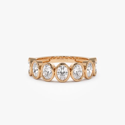 1.45 ctw 14k Bezel Setting Seven Stone Oval Shape Lab Grown Diamond Ring - Avery Ferkos Fine Jewelry