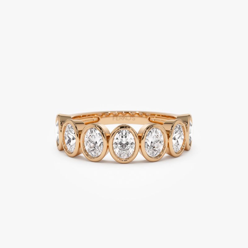 1.45 ctw 14k Bezel Setting Seven Stone Oval Shape Lab Grown Diamond Ring - Avery Ferkos Fine Jewelry