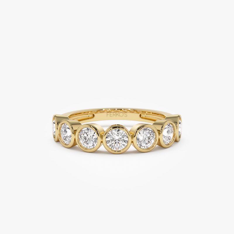 1.45 ctw 14k Bezel Setting Seven Stone Round Lab Grown Diamond Ring - Mila 14K Gold Ferkos Fine Jewelry