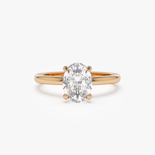 0.75 - 1.50 ctw 14k Four Prong Setting Oval Shaped Lab Grown Diamond Engagement Ring - Valeria 14K Rose Gold Ferkos Fine Jewelry