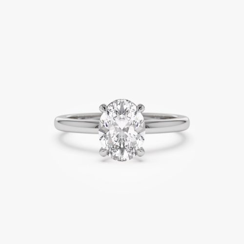 0.75 - 1.50 ctw 14k Four Prong Setting Oval Shaped Lab Grown Diamond Engagement Ring - Valeria 14K White Gold Ferkos Fine Jewelry