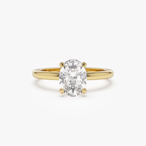 0.75 - 1.50 ctw 14k Four Prong Setting Oval Shaped Lab Grown Diamond Engagement Ring - Valeria 14K Gold Ferkos Fine Jewelry