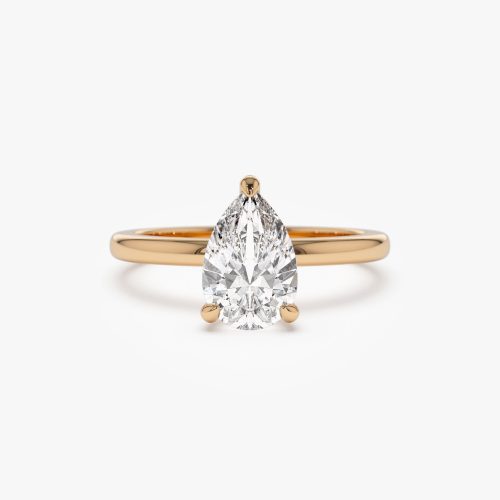 0.75 - 1.50 ctw 14k Prong Setting Pear Shaped Lab Grown Diamond Engagement Ring - Kylie 14K Rose Gold Ferkos Fine Jewelry