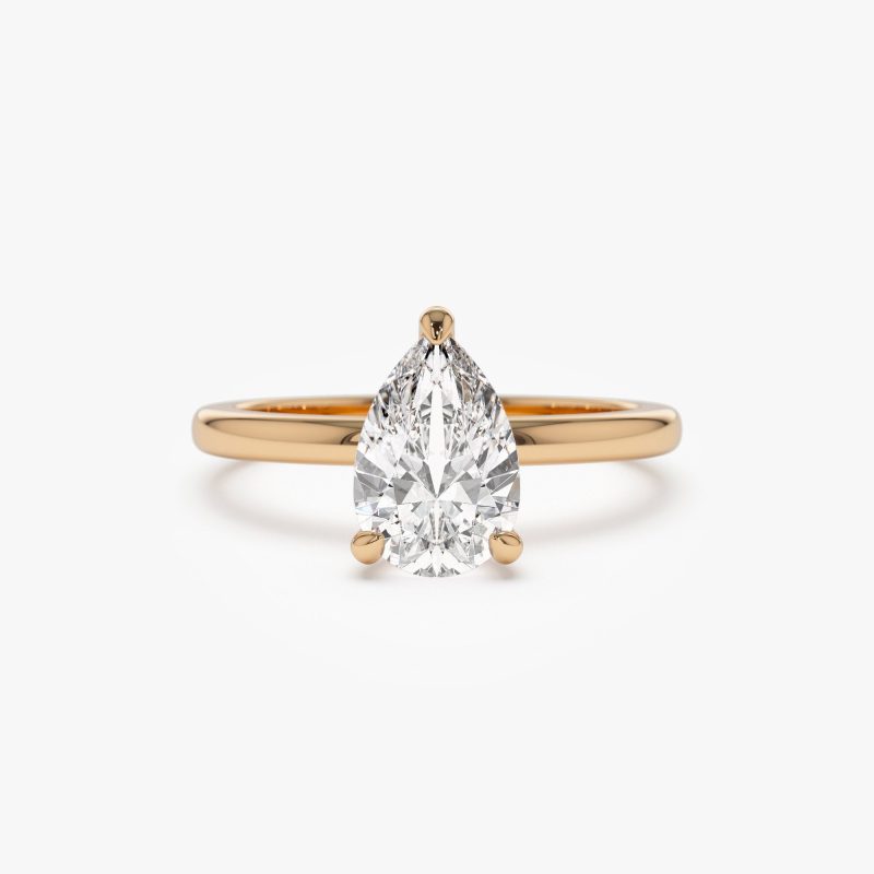 0.75 - 1.50 ctw 14k Prong Setting Pear Shaped Lab Grown Diamond Engagement Ring - Kylie 14K Rose Gold Ferkos Fine Jewelry