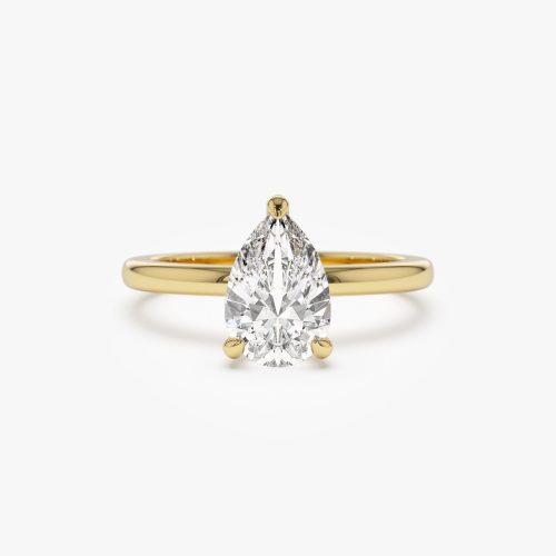 0.75 - 1.50 ctw 14k Prong Setting Pear Shaped Lab Grown Diamond Engagement Ring - Kylie 14K Gold Ferkos Fine Jewelry