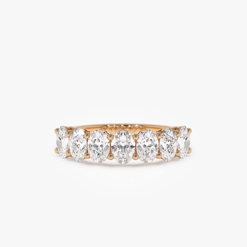 1.25 ctw 14k Prong Setting Seven Stone Oval Cut Lab Grown Diamond Wedding Ring - Marie Ferkos Fine Jewelry