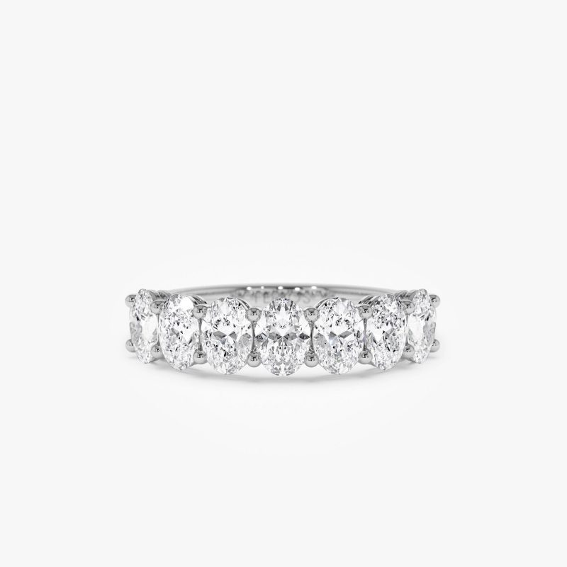 1.25 ctw 14k Prong Setting Seven Stone Oval Cut Lab Grown Diamond Wedding Ring - Marie 14K White Gold Ferkos Fine Jewelry