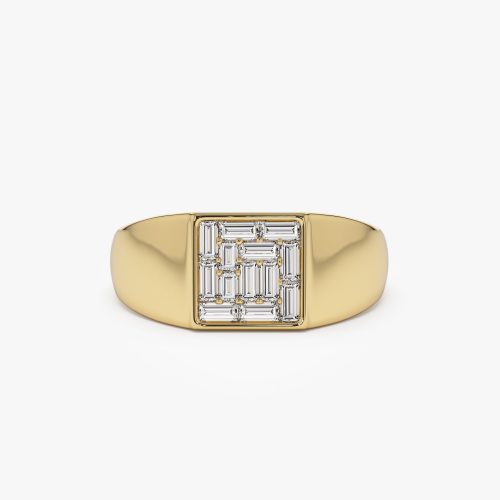 14k Square Illusion Setting Baguette Pinky Ring 14K Gold Ferkos Fine Jewelry