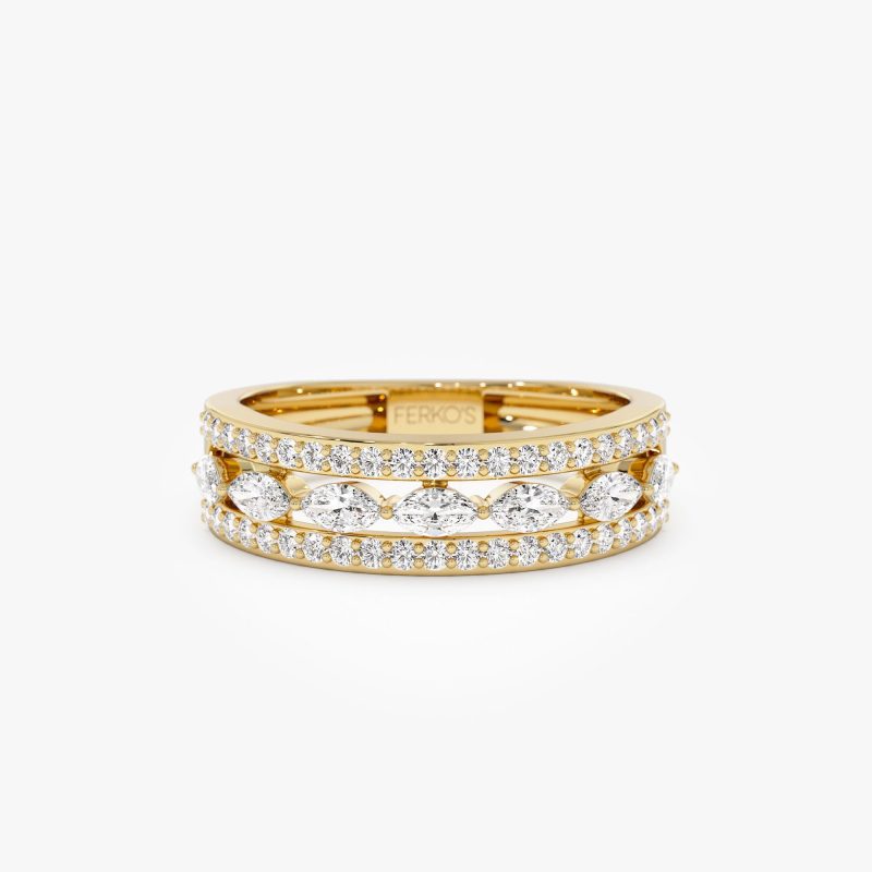 14K Multi-Band Marquise and Round Diamond Ring 14K Gold Ferkos Fine Jewelry