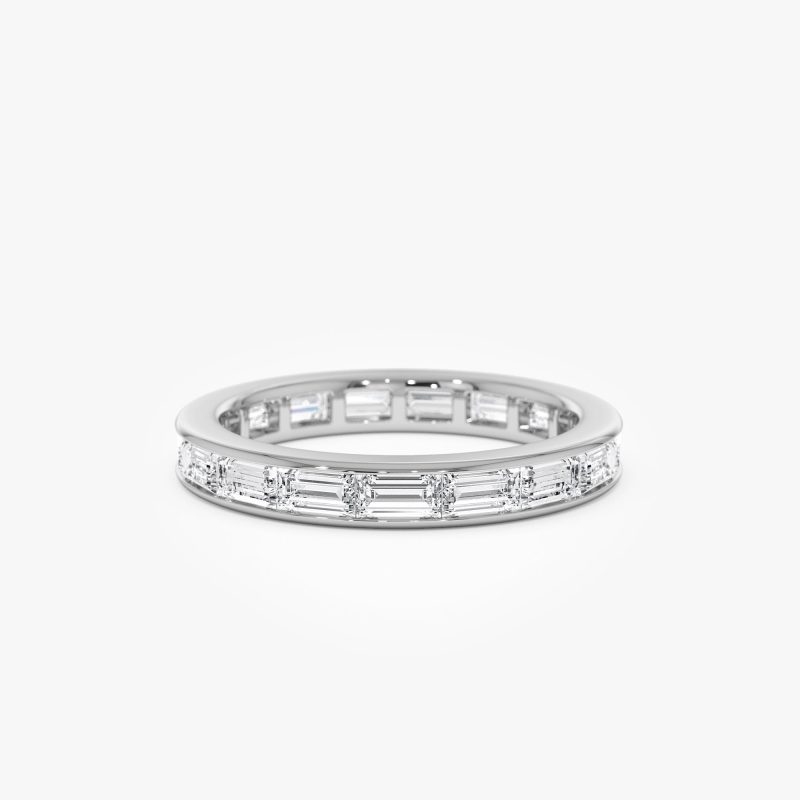 1.6 ctw 14k East to West Setting Full Eternity Baguette Lab Grown Diamond Ring - Layla 14k White Gold Ferkos Fine Jewelry