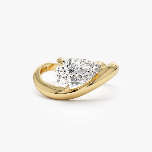 1.55 ctw 14k Lab Grown Pear Shaped Wave Diamond Engagement Ring  - Sophie 14k Gold Ferkos Fine Jewelry