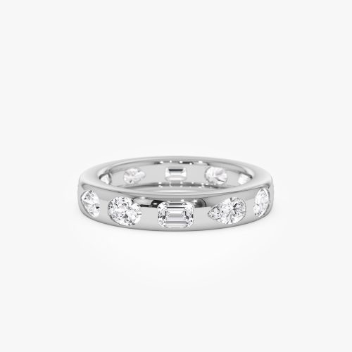 2.35 ctw 14k Mixed Shape Flush Setting Lab Grown Diamond Anniversary Ring - Clara 14k White Gold Ferkos Fine Jewelry