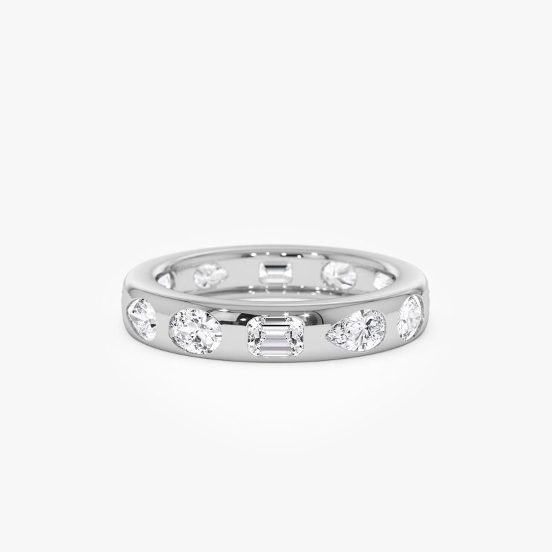 2.35 ctw 14k Mixed Shape Flush Setting Lab Grown Diamond Anniversary Ring - Clara 14k White Gold Ferkos Fine Jewelry