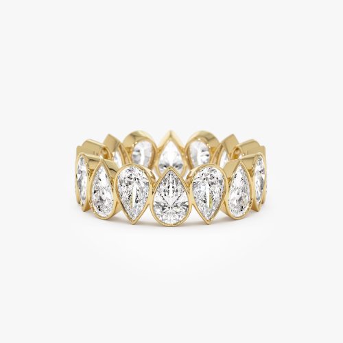 3.15 ctw 14k Bezel Setting Pear Shaped Lab Grown Diamond Eternity Ring - Lainey 14k Gold Ferkos Fine Jewelry